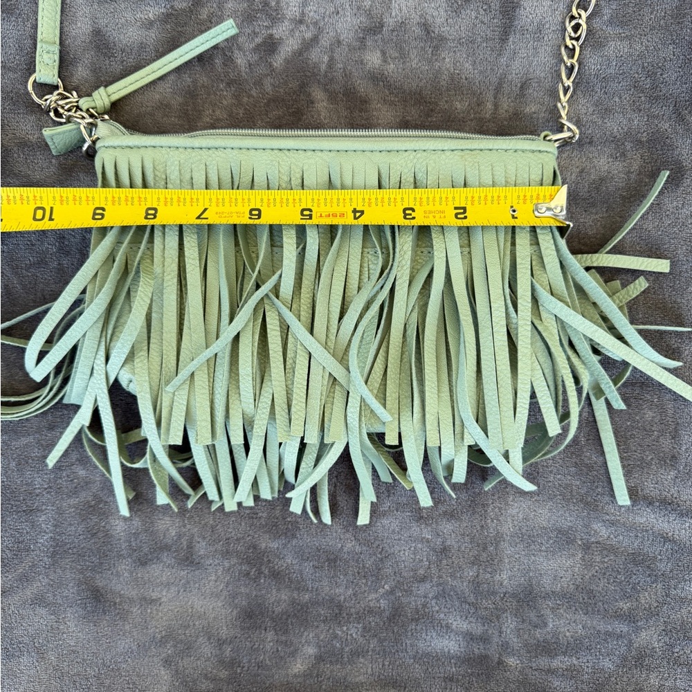 Fringe Crossbody Bag in Sage/Mint Green - Picture 5 of 9